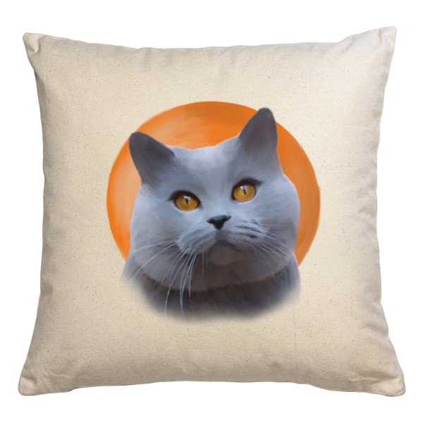 Polštář bavlněný  s potiskem Britská modrá kočka