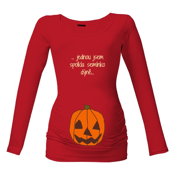 Tričko s potiskem dýně v břiše