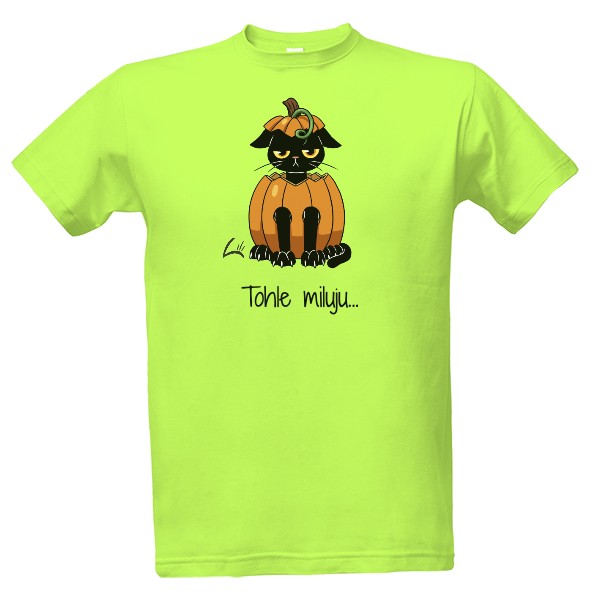 Tričko s potiskem Halloween mrzutá kočka