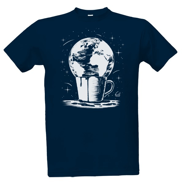 Tričko s potiskem Země v kávě